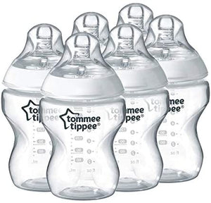 Tommee Tippee Closer to Nature Clear Baby Bottles, 260 ml, Pack of 6