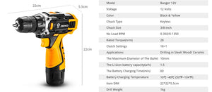 DEKO 12V/16V/20V Cordless Drill