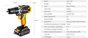 DEKO 12V/16V/20V Cordless Drill