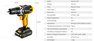 DEKO 12V/16V/20V Cordless Drill