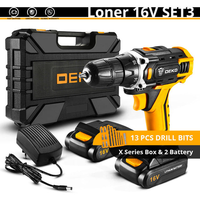 DEKO 12V/16V/20V Cordless Drill